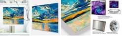 Design Art Designart 'Orange Sunset With Blue Sky' Modern Painting Metal Wall Art - 20" X 12"